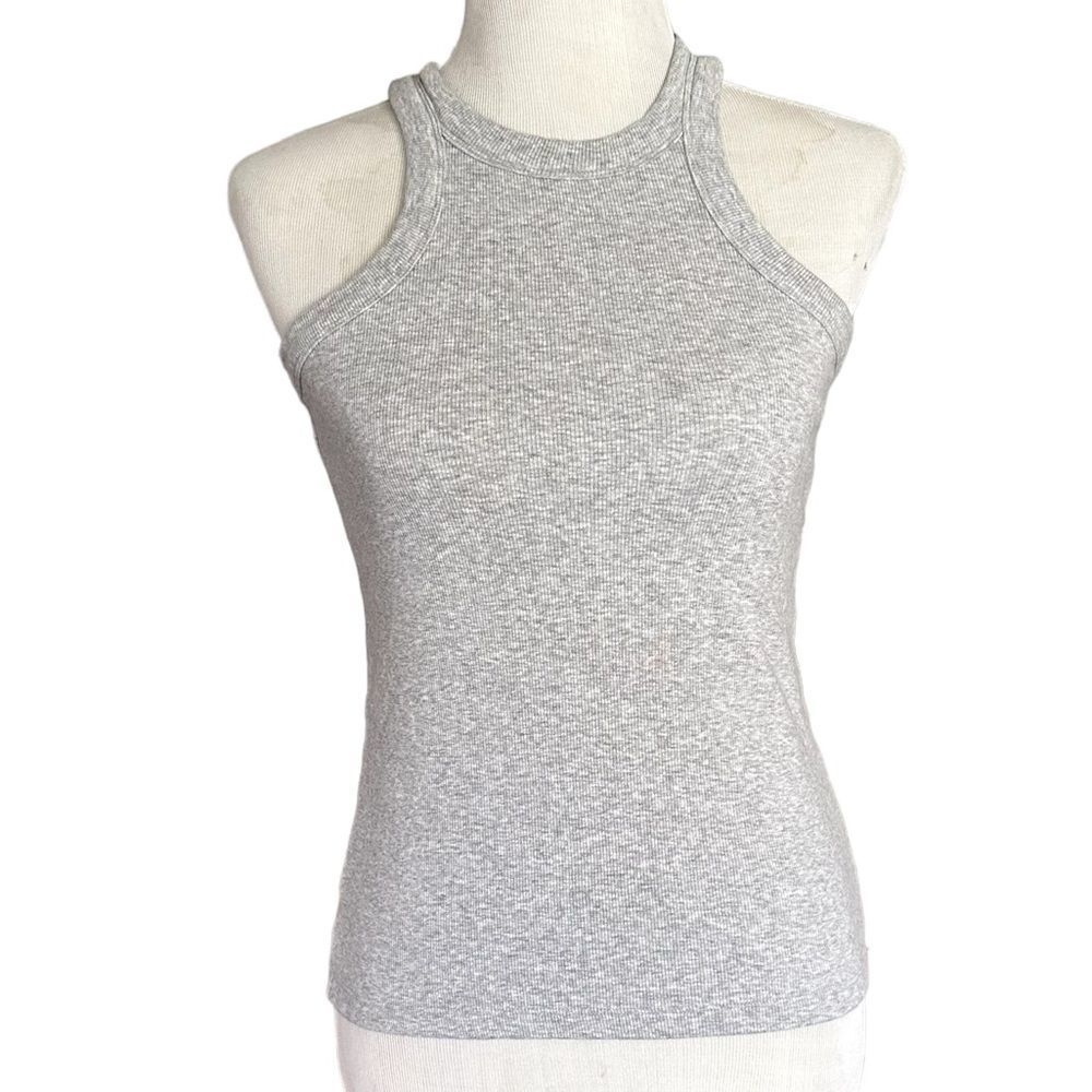 Loft Gray Ridged Textured Razorback Casual Tank Top Shirt Top